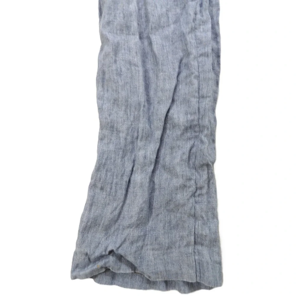 Nordstrom 100% Linen Flat Front Pants Men W35 Blue Chambray Casual Summer 2018